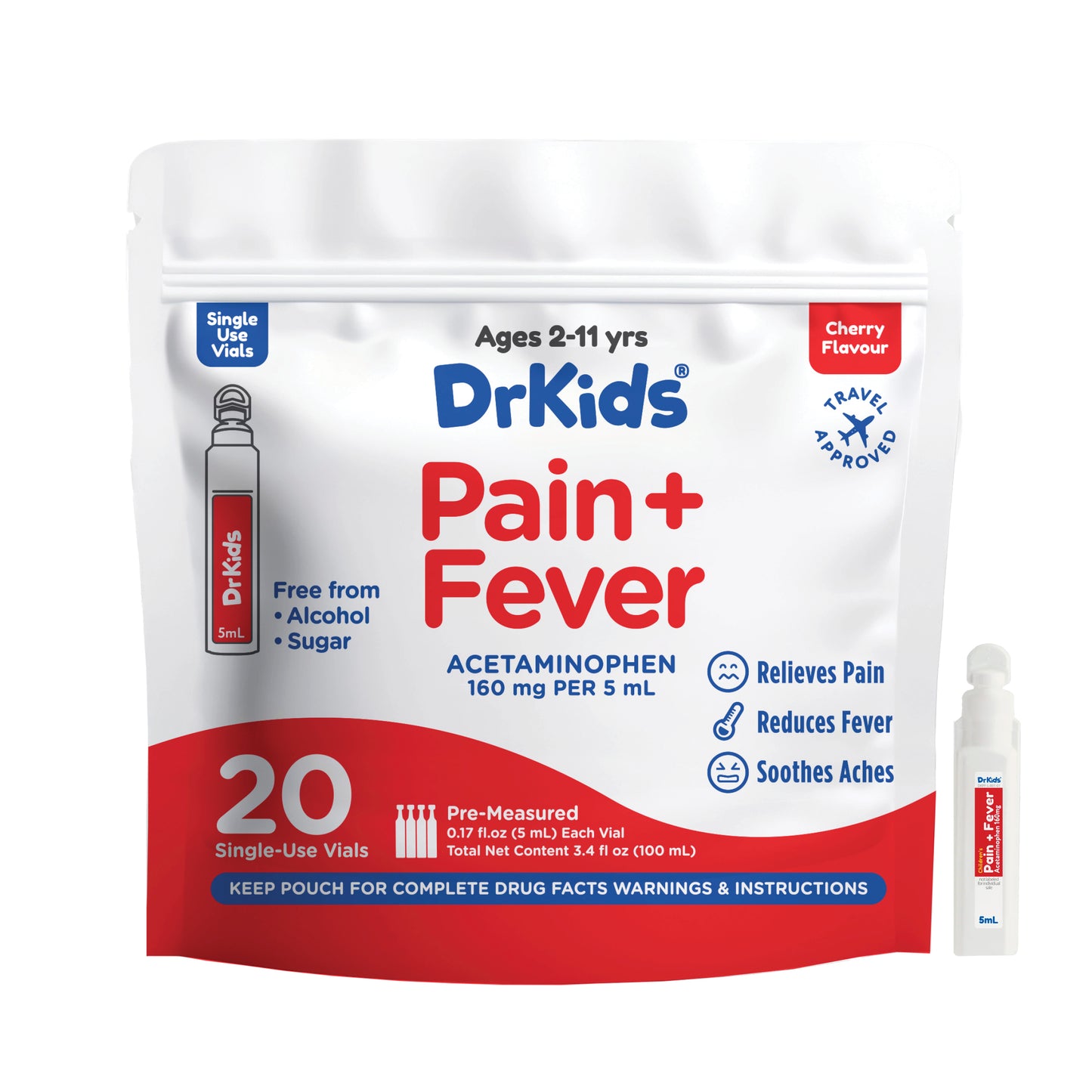 DrKids Children's Pain + Fever Single-Use Vials, 20 count