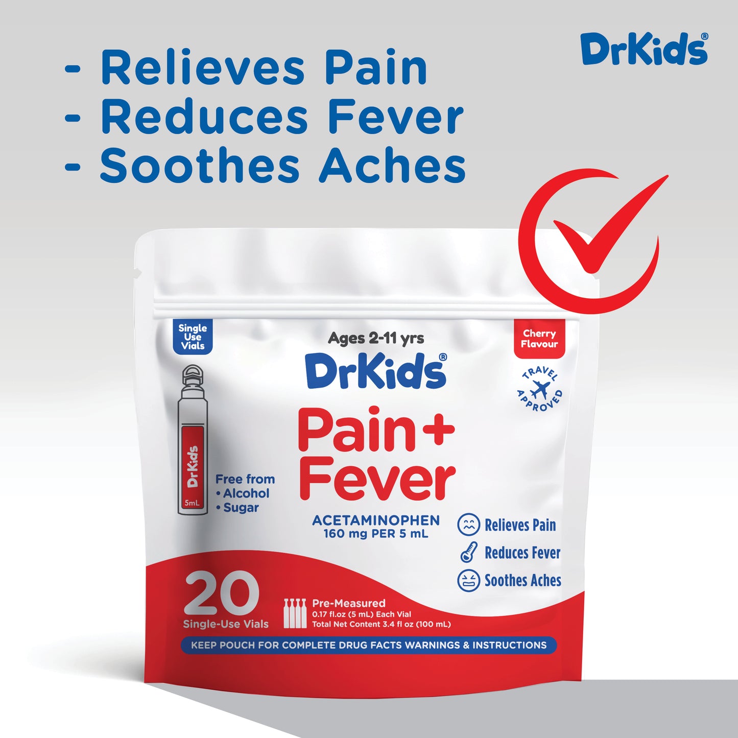 DrKids Children's Pain + Fever Single-Use Vials, 20 count