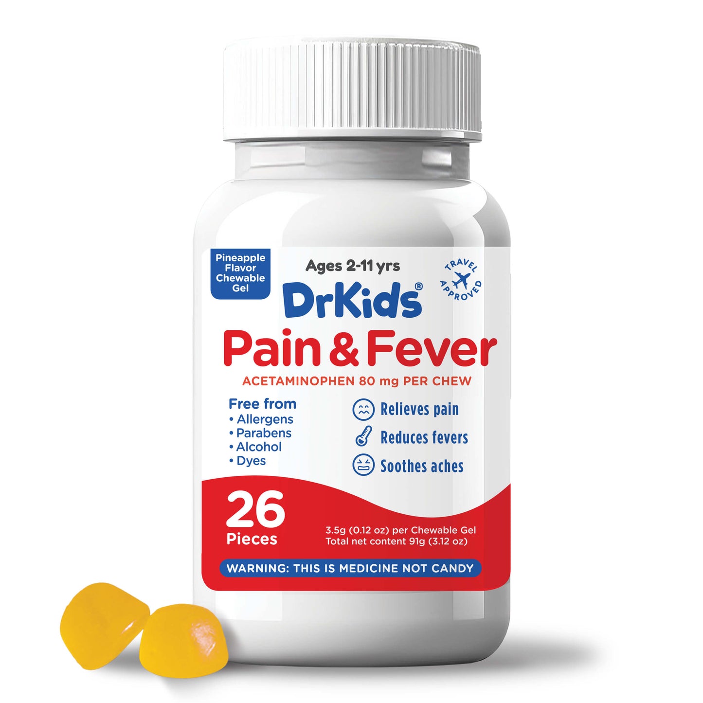 DrKids Children’s Pain & Fever Chewable Gels (Pineapple)
