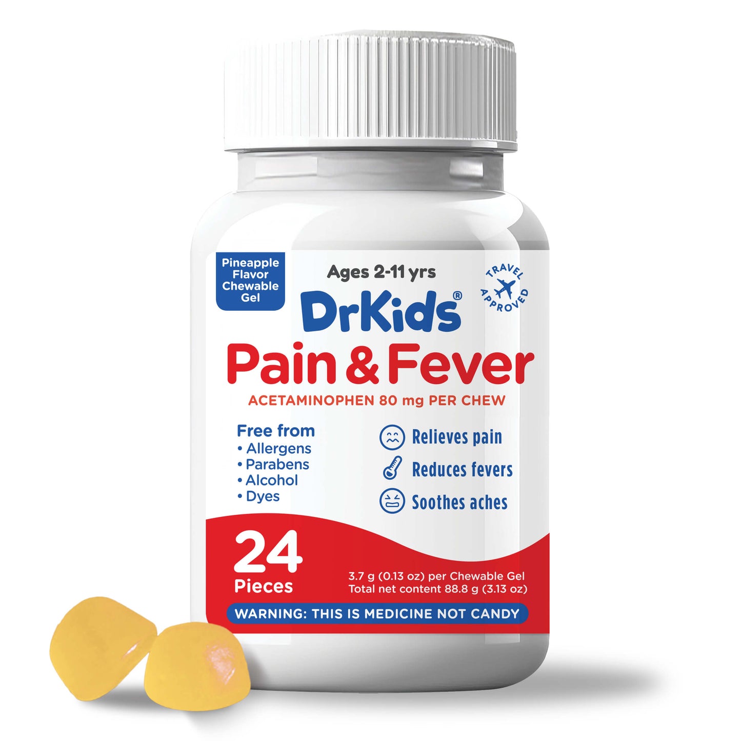DrKids Children’s Pain & Fever Chewable Gels (Pineapple)