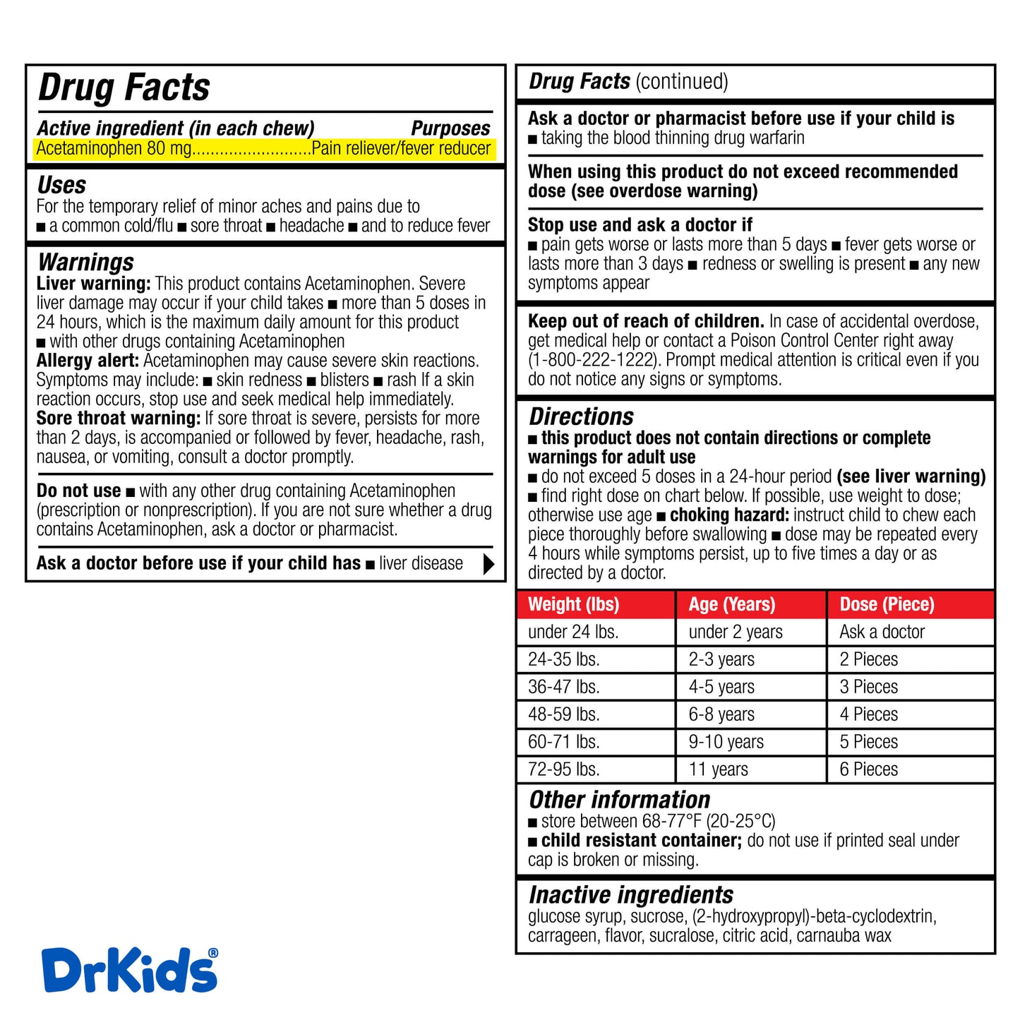DrKids Children's Pain + Fever Gummy Bites (Orange Vanilla)